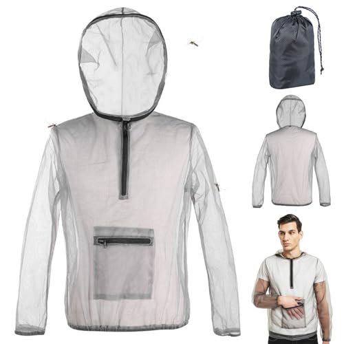 KDAMGOQE Bienenzucht Jacke Bienenjacke Sting Proof Imkere Jacke belüftetes Mesh Net Bienenanzug halbe Reißverschluss Imker Anzug mit Taschen und elastischen Manschetten für Männer & Frauen XXXL von KDAMGOQE