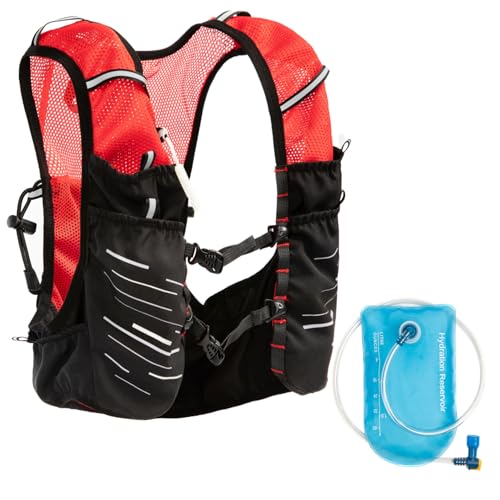 Laufweste für Frauen Hydratation Laufen Hydratation Weste 1L Reflektierende Hydratation Rucksack Leicht fließendes Wasserweste mit Brustgurchen Hydratationspaket mit Taschen für Marathon -Wanderradfa von KDAMGOQE