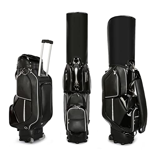 Outdoor-Golftasche, wasserdichte Golfwagentasche aus PU-Leder, tragbare Golftasche mit 2 Rädern, Reise-Golfschlägertaschen von KDOQ