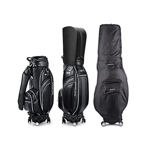 Professionelle Golftasche für den Außenbereich mit 4 Rädern, hochwertige, wasserdichte Golf-Cart-Tasche aus Leder, tragbare Golf-Standtasche für Männer und Frauen von KDOQ