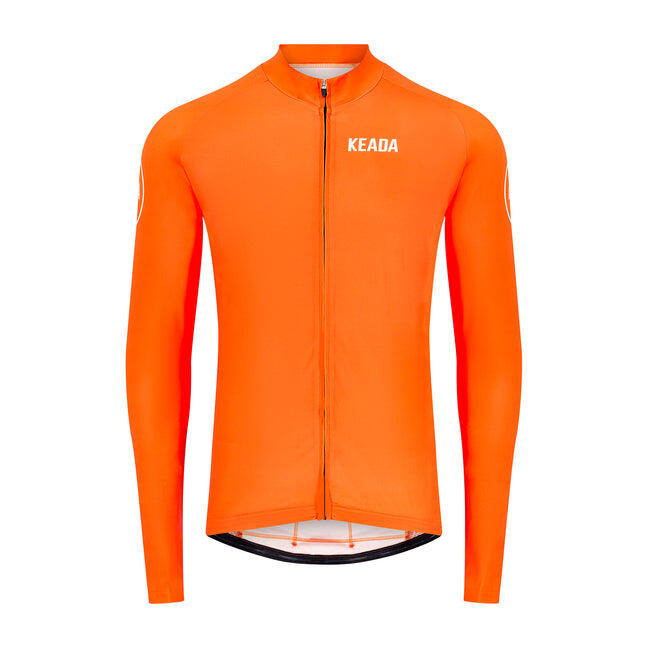 Frauen Essentials Langarm-Radtrikot - Orange von KEADA SPORTS