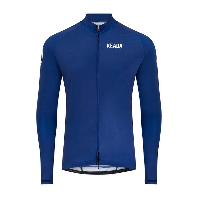 Herren Essentials Langarm-Radtrikot - Marineblau von KEADA SPORTS