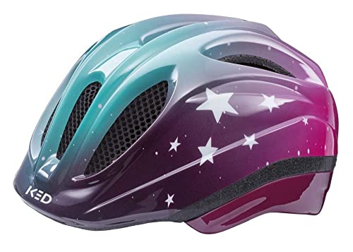 KED Kids Youth Meggy III Trend Fahrradhelm, Stars Pink Aqua Glossy, XS (44-49cm) von KED