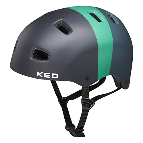 KED Unisex Jugend 5forty Fahrradhelm, Black Green matt, L (57-62cm) von KED
