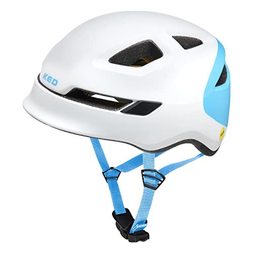 KED Unisex Jugend POP Fahrradhelm, White Blue, M (52-56cm) von KED