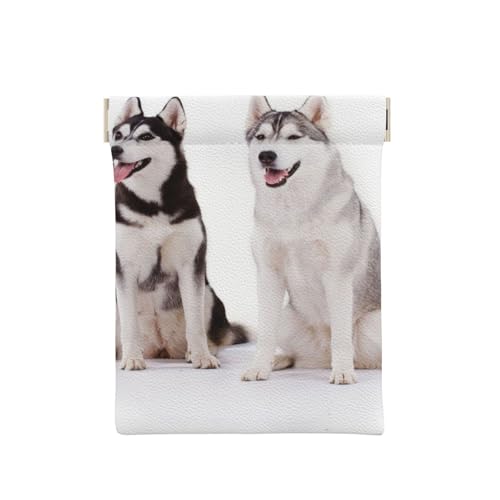 Husky Hunde bedruckt, Squeeze Top Wallet Damen Aufbewahrungstasche Kleine Münzbörse Wechseltasche von KEDDJI