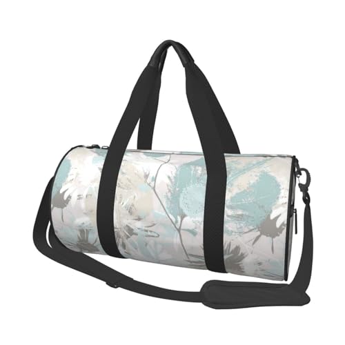 Minze graue Blätter, Reisetasche mit großem Fassungsvermögen, runde Handtasche, Sport-Reisetasche, Einkaufstasche, Fitness-Tasche von KEDDJI