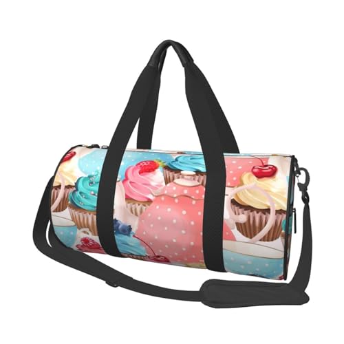 Teetasse Cupcake, Reisetasche mit großem Fassungsvermögen, runde Handtasche, Sport-Reisetasche, Einkaufstasche, Fitness-Tasche von KEDDJI