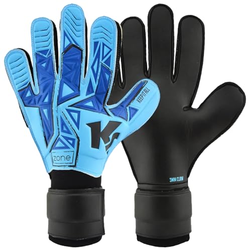 KEEPERsport Kinder Torwarthandschuhe Zone RC ohne Fingerschutz, 3mm Grip, Fussballhandschuhe für Kinder und Jugendliche, Farbe: blau, Größe: 5 von KEEPERsport