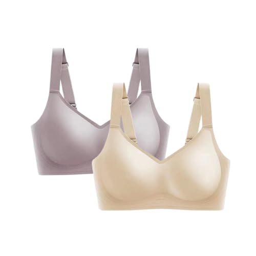 KEKUBUWE Lifting Anti-Sagging-BH ohne Bügel, Super Gather-BH, Vollflächig abdeckender Lift-Push-Up-BH für Damen (2PCS-B,XL) von KEKUBUWE