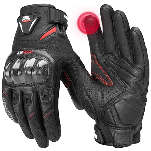 KEMIMOTO Motorrad Handschuhe Herren, Vollfinger Ziegenleder mit rutschfesten Pads, Touchscreen Motorradhandschuhe, Schutzhandschuhe für Motocross, Roller, Moped, Mofa, Quad, Paitball, ATV KEMIMOTO Motorrad Handschuhe Herren, Vollfinger Ziegenleder mit rutschfesten Pads, Touchscreen Motorradhandschuhe, Schutzhandschuhe für Motocross, Roller, Moped, Mofa, Quad, Paitball, ATV von KEMIMOTO