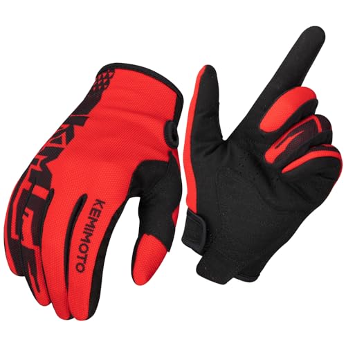 KEMIMOTO Motorrad Handschuhe Herren, Vollfinger Ziegenleder mit rutschfesten Pads, Touchscreen Motorradhandschuhe, Schutzhandschuhe für Motocross, Roller, Moped, Mofa, Quad, Paitball, ATV von KEMIMOTO