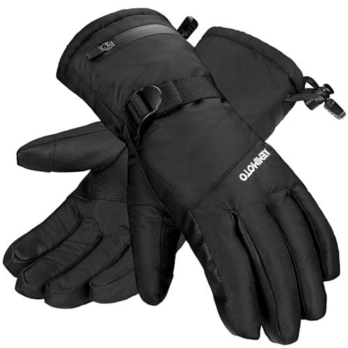 KEMIMOTO Skihandschuhe Herren Damen,wasserdichte Winterhandschuhe mit 3 Touch-Screen,Verstellbare Schnalle, Snowboard Handschuhe für Skifahren, Eislaufen, Radfahren(Schwarz) KEMIMOTO Skihandschuhe Herren Damen,wasserdichte Winterhandschuhe mit 3 Touch-Screen,Verstellbare Schnalle, Snowboard Handschuhe für Skifahren, Eislaufen, Radfahren(Schwarz) von KEMIMOTO