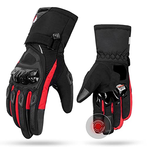 KEMIMOTO Winter Motorradhandschuhe, geprüfte Motorradhandschuhe,Motorrad Handschuhe Winter, Touchscreen Handschuhe, Wasserdicht, für Motorradfahren, Skifahren, Roller von KEMIMOTO