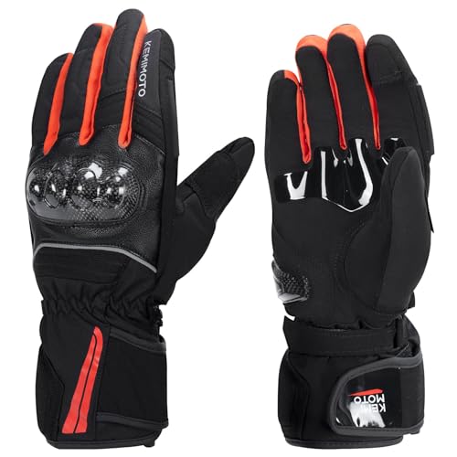 KEMIMOTO Winter Motorradhandschuhe, wasserdichte und Winddichte Motorradhandschuhe, Verschleißfeste Handschuhe mit Kohlefaserschale,Touchsreen Winter Thermo Handschuhe für Motorradfahren, Skifahren von KEMIMOTO