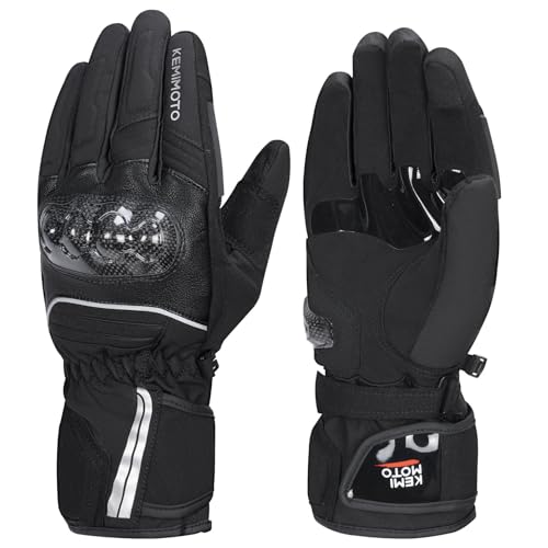 KEMIMOTO Motorrad Handschuhe mit Kohlefaser Knöchelprotektor, motorradhandschuhe Winter Herren, Touchscreen, wasserdichte Winterhandschuhe, für Motorradfahren, Skifahren, Roller von KEMIMOTO