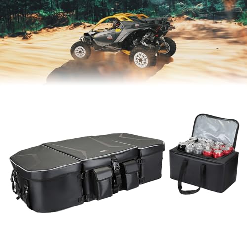 KEMMIMOTO UTV Cargo Aufbewahrungstasche kompatibel mit Can-Am Maverick R 2024 2025, UTV 96L Bettkasten, Werkzeugkoffer hinten mit einer zusätzlichen 16L Kühltasche von KEMIMOTO