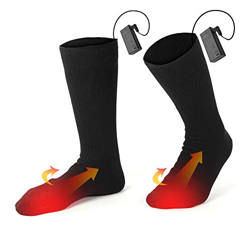 KENANLAN Beheizte Socken Herren Damen Beheizbare Socken Batterie Betriebene Heizsocken Elektrische Fußwärmer Warme Socken Winter Warme Baumwolle Thermo Socken Camping Radfahren von KENANLAN