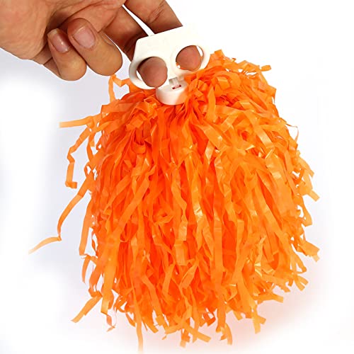 KENANLAN Cheerleader-Pom-Poms, 2 Stück Handgelenksblumen aus PE-Material. Sport-Party-Tanzzubehör für Rot Gelb Blau Grün Weiß Rosa Lila Orange (Orange) von KENANLAN