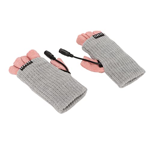 KENANLAN USB beheizte Handschuhe, Wärmere Handschuhe, Weiche, Modische, Fingerlose Heizhandschuhe für Erwachsene, Winter, für Büro, Arbeit, Radfahren (Dunkelgrau) von KENANLAN