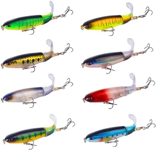 KERUNE 8 Stück Wobbler Set Bleistift Whopper Plopper Kunstköder Angelköder 10cm/13g Kunstköder mit Rotierenden Schwanz für Hecht Barsch Zander Angeln Köder KERUNE 8 Stück Wobbler Set Bleistift Whopper Plopper Kunstköder Angelköder 10cm/13g Kunstköder mit Rotierenden Schwanz für Hecht Barsch Zander Angeln Köder von KERUNE
