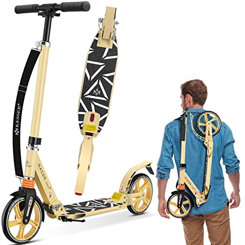 KESSER® Cityroller Scooter 205mm Räder PU Big Wheel - Pro-S Tretroller mit Doppel Federung, City-Roller Scooter klappbar und Höhenverstellbar, Roller Kickscooter für Erwachsene und Kinder, Creme von KESSER