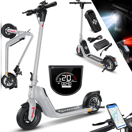 KESSER E-Scooter mit Straßenzulassung 40km Reichweite Faltbarer Elektro 36V / 10 Ah Batterie Roller Belastung bis 120kg 450W Motor 10'' Reifen LCD-Display und universelle Smartphonehalterung Grau KESSER E-Scooter mit Straßenzulassung 40km Reichweite Faltbarer Elektro 36V / 10 Ah Batterie Roller Belastung bis 120kg 450W Motor 10'' Reifen LCD-Display und universelle Smartphonehalterung Grau von KESSER
