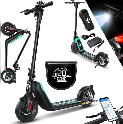 KESSER E-Scooter mit Straßenzulassung 40km Reichweite Faltbarer Elektro 36V / 10 Ah Batterie Roller Belastung bis 120kg 450W Motor 10'' Reifen LCD-Display und universelle Smartphonehalterung Schwarz KESSER E-Scooter mit Straßenzulassung 40km Reichweite Faltbarer Elektro 36V / 10 Ah Batterie Roller Belastung bis 120kg 450W Motor 10'' Reifen LCD-Display und universelle Smartphonehalterung Schwarz von KESSER