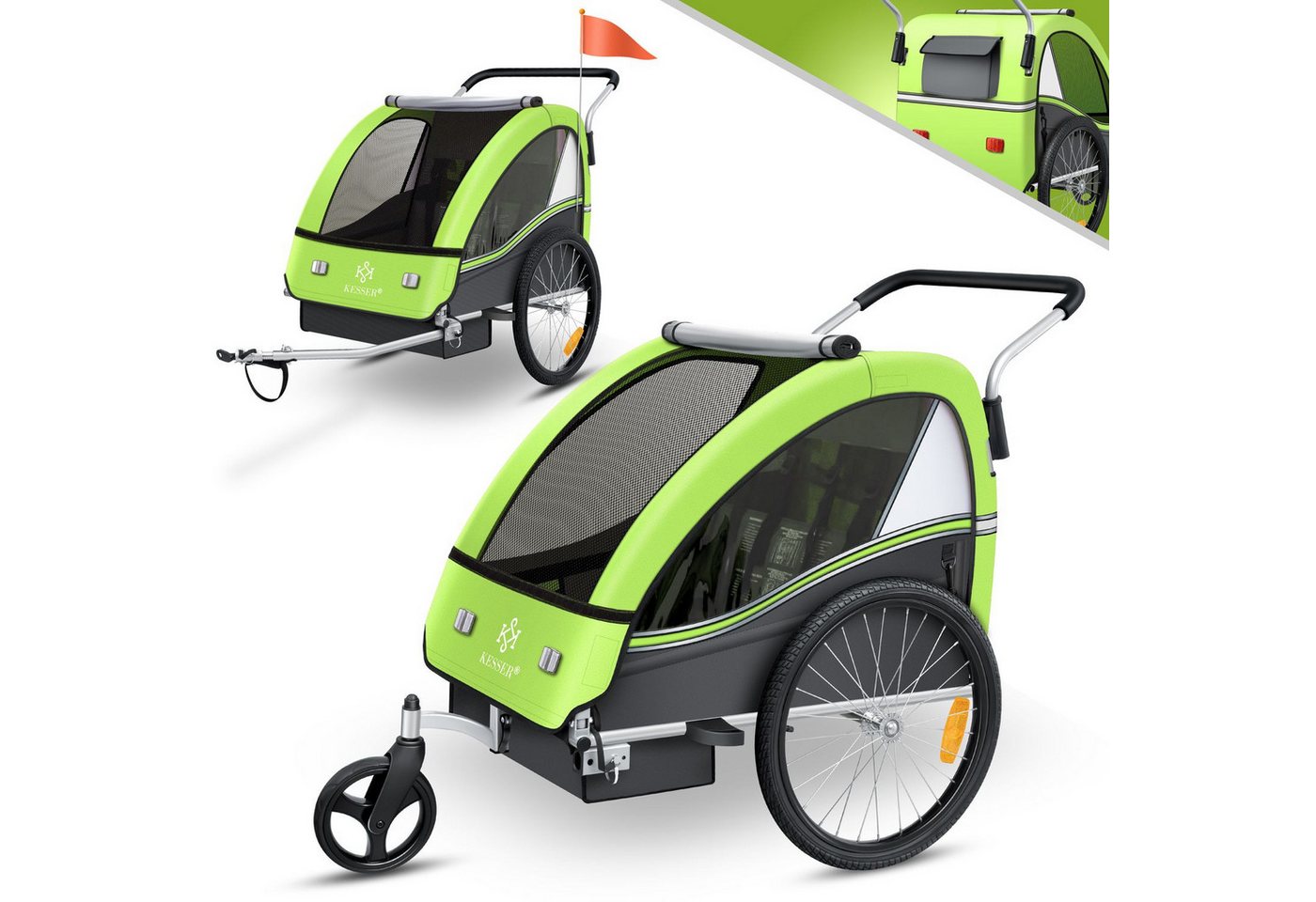KESSER Fahrradkinderanhänger, Kinderanhänger Fahrradanhänger Sport-RX in Joggerfunktion KESSER Fahrradkinderanhänger, Kinderanhänger Fahrradanhänger Sport-RX in Joggerfunktion von KESSER