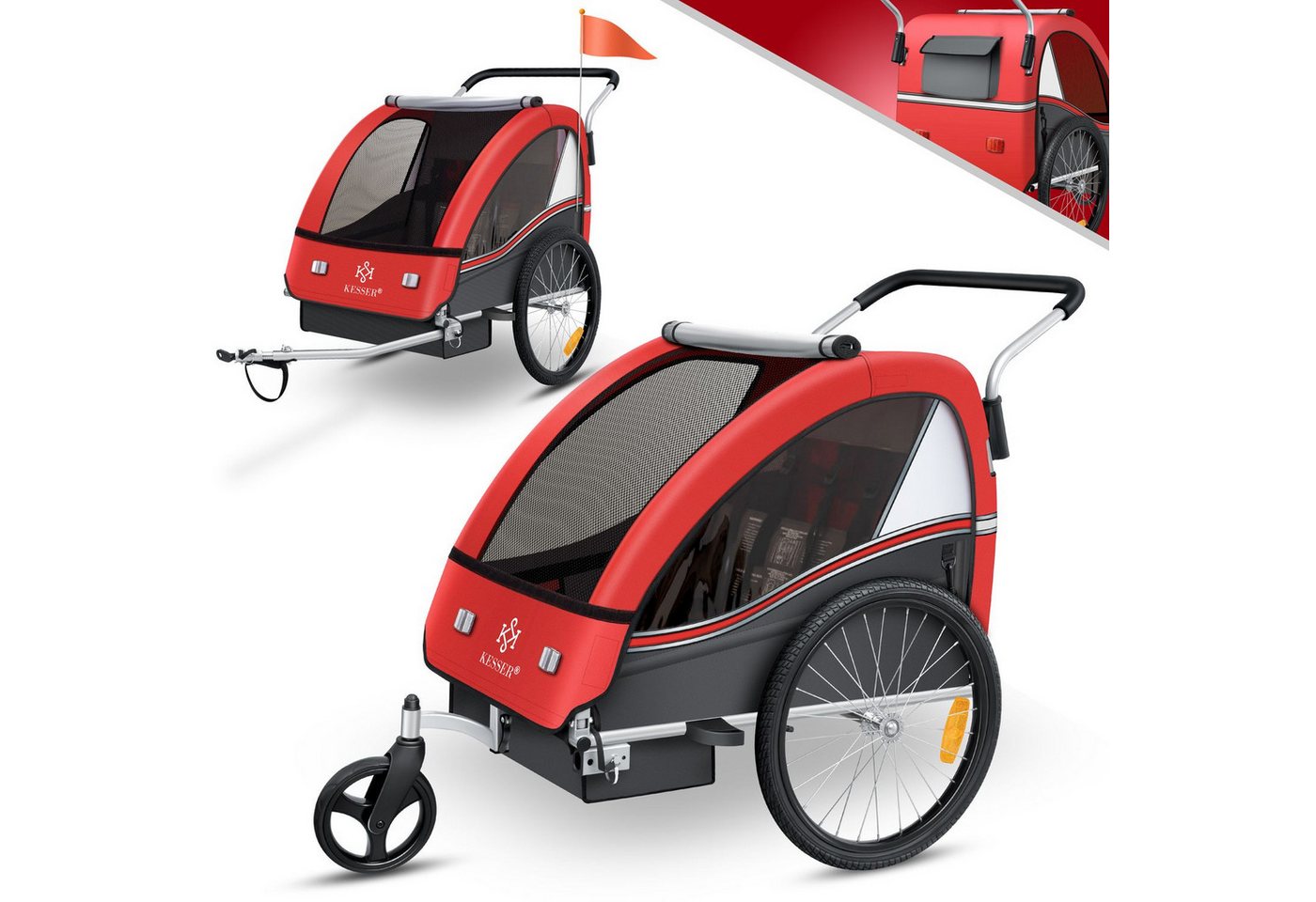 KESSER Fahrradkinderanhänger, Kinderanhänger Fahrradanhänger Sport-RX in Joggerfunktion KESSER Fahrradkinderanhänger, Kinderanhänger Fahrradanhänger Sport-RX in Joggerfunktion von KESSER