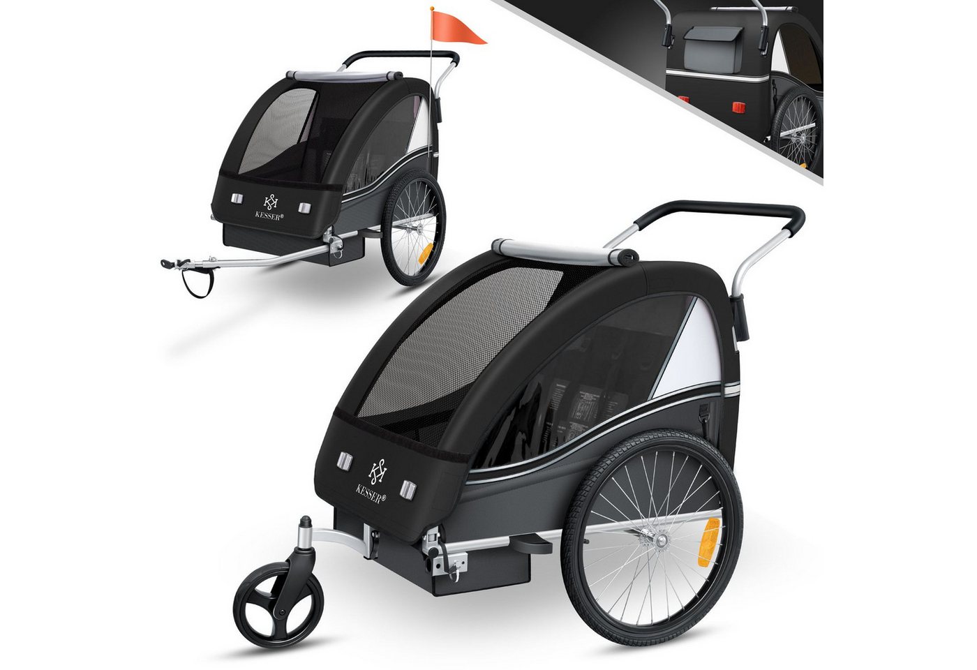 KESSER Fahrradkinderanhänger, Kinderanhänger Fahrradanhänger Sport-RX in Joggerfunktion KESSER Fahrradkinderanhänger, Kinderanhänger Fahrradanhänger Sport-RX in Joggerfunktion von KESSER