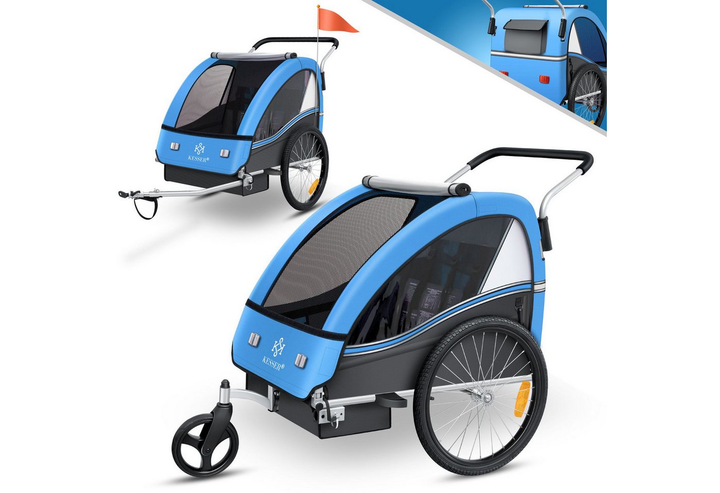 KESSER Fahrradkinderanhänger, Kinderanhänger Fahrradanhänger Sport-RX in Joggerfunktion KESSER Fahrradkinderanhänger, Kinderanhänger Fahrradanhänger Sport-RX in Joggerfunktion von KESSER