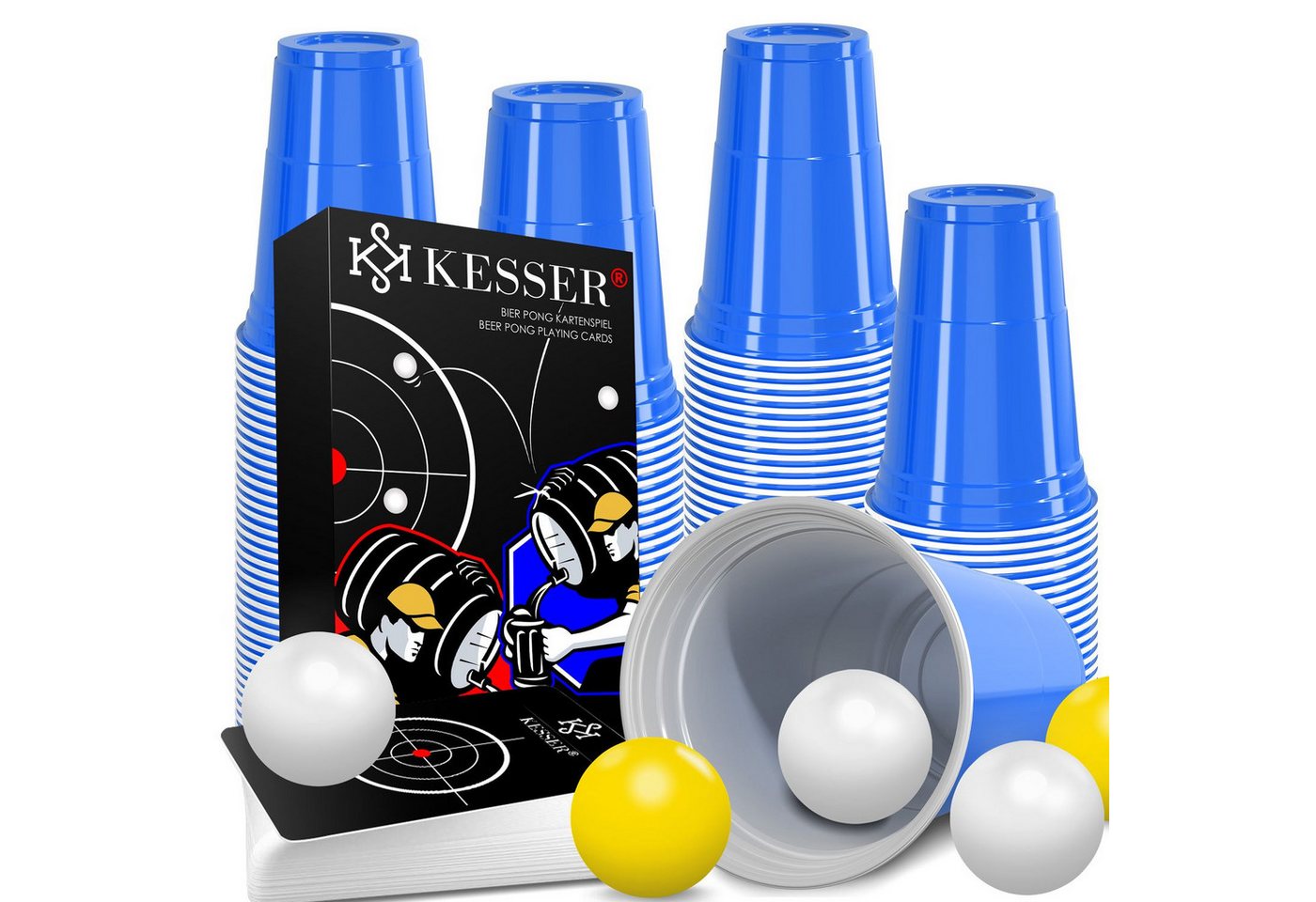 KESSER Klapptisch, Beer Pong Becher Set mit Kartenset 54 Karten, Bierpong von KESSER