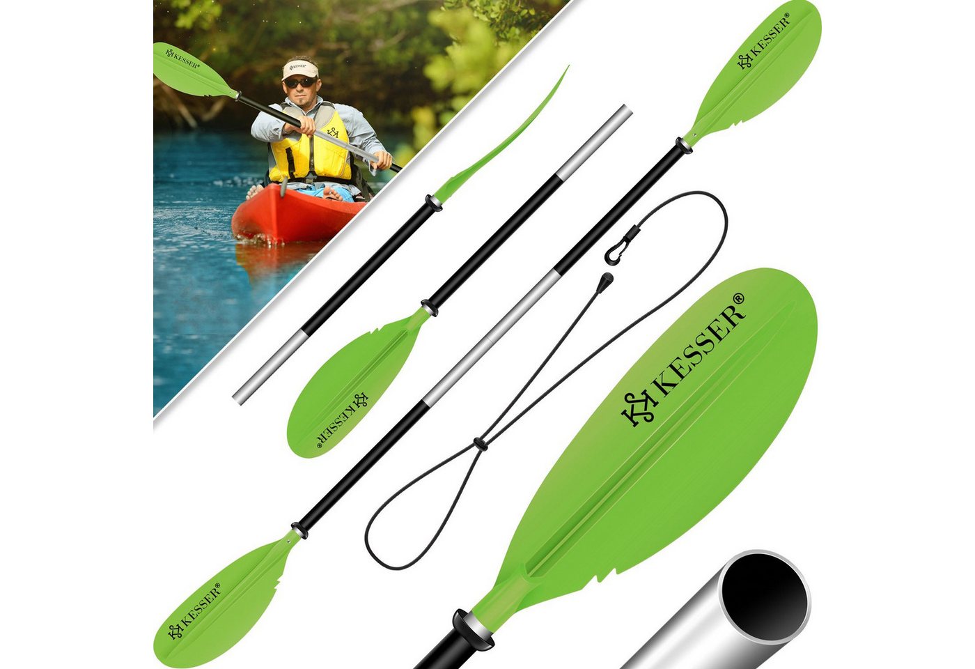 KESSER SUP-Paddel, Paddle Doppelpaddel 4-teilig für Kanu Kayak SUP Stand-Up KESSER SUP-Paddel, Paddle Doppelpaddel 4-teilig für Kanu Kayak SUP Stand-Up von KESSER