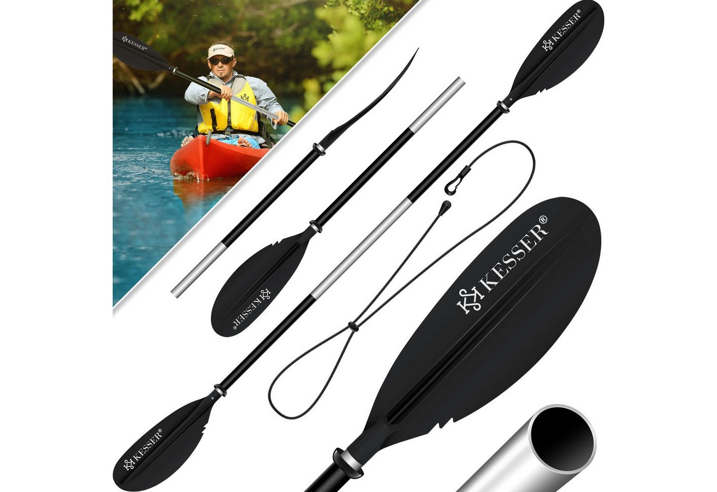 KESSER SUP-Paddel, Paddle Doppelpaddel 4-teilig für Kanu Kayak SUP Stand-Up KESSER SUP-Paddel, Paddle Doppelpaddel 4-teilig für Kanu Kayak SUP Stand-Up von KESSER