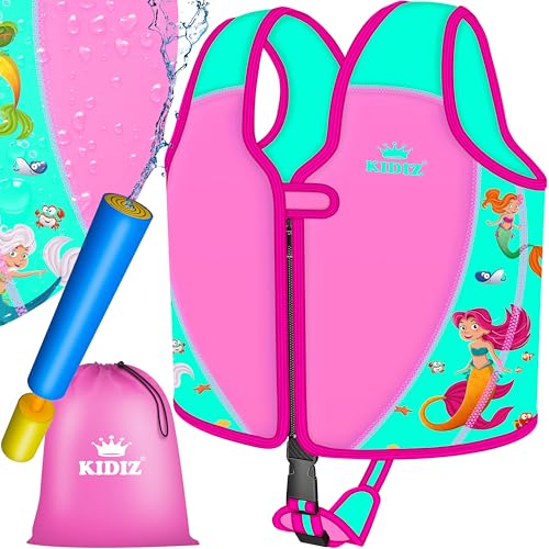 KIDIZ® Schwimmweste Kinder M 2-5 Jahre | Schwimmhilfe Jungen & Mädchen Badeweste Babys & Kleinkinder | Float Jacket Klettverschluss | Badeweste Neopren mit Wasserpistole | Sicherheitsgurt verstellbar von KESSER