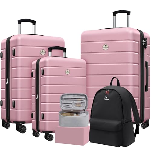 KEYTANG Klassischer, leichter Hartschalen-Koffer, erweiterbar, mit TSA-Schloss, Pink, 5 Piece Set, Klassischer, leichter Hartschalen-Koffer, erweiterbar, mit TSA-Schloss von KEYTANG