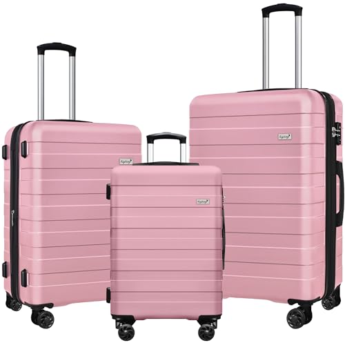 KEYTANG Zebra Leichter Hartschalen-Koffer, erweiterbar, mit TSA-Schloss, Pink, 5 Piece Set, Zebra Leichter Hartschalen-Koffer, erweiterbar, mit TSA-Schloss von KEYTANG