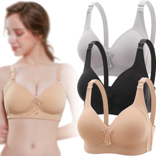 3PCS Ranmos Fashion BH Damen Verstellbarer Träger Push up BH Weich Bequem Atmungsaktiv BH Super Gather BH (3Stück-A,40 (60-65kg)) von KEYULI