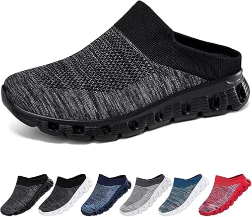 Woven Breathable Half Slippers for Men Summer Orthopedic Hollow-Out Mesh Walking Sandals with Arch Support (Black,41 EU) von KEYULI