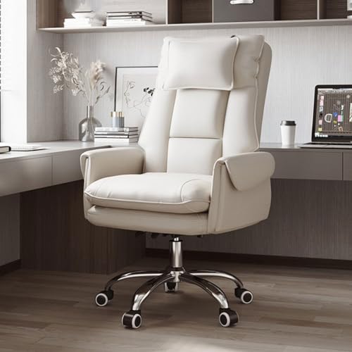 KFHJSNN Chefsessel, Leder-Bürostuhl mit Armlehnen, höhenverstellbarer, drehbarer Home-Office-Stuhl zum Lernen, ergonomischer Computerstuhl mit Rollen, Arbeitsstuhl/Beige/B. Um nach Glück zu streben von KFHJSNN