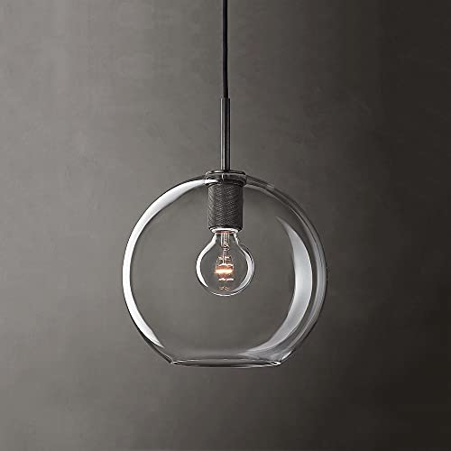 Pendelleuchten Pendelleuchten aus Schmiedeeisen und Glas, Deckenpendelleuchten, moderne LED-E27-Kücheninsellampe, Hängelampen für Wohnzimmer, Café, nordische Leuchten, 100 cm höhenverstellbar, von KFHJSNN