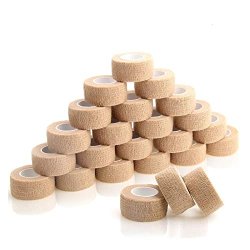 KFXYSM Tape Sport,Kinesiotapes 24 Rolls Self Adhesive Bandage Sport Band Cohesive Bandage Wasserdicht Übungs-Sport-Band Finger Wrap Klebeband(Beige) von KFXYSM