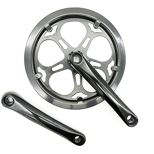 Kurbelgarnitur,Fahrrad Kurbel Single Speed ​​Bike Kurbel Crank Set Fahrrad-Kettenblatt Aluminiumlegierung Kettenblattschraubenset Kettenblatt Kurbelgarnitur(52T Silver) von KFXYSM