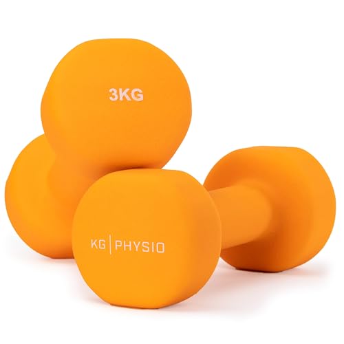 KG Physio Hantelset mit A3-Übungsposter - Neopren Kurzhanteln 2er Set - Fitness Gewichte aus Gusseisen - Gewichte Hantel Set, Schweißabweisendes Kurzhantelset für Frauen und Männer - Hanteln 1kg-10kg von KG PHYSIO