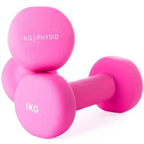 KG Physio Hantelset mit A3-Übungsposter - Neopren Kurzhanteln 2er Set - Fitness Gewichte aus Gusseisen - Gewichte Hantel Set, Schweißabweisendes Kurzhantelset für Frauen und Männer - Hanteln 1kg-10kg von KG PHYSIO