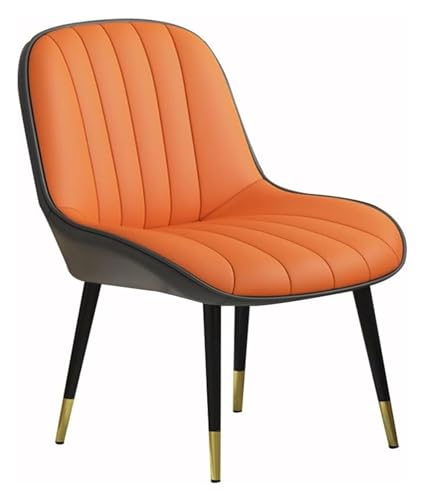 Esszimmerstuhl, PU-Leder, für Küche und Esszimmer, moderne Einfachheit, für Schlafzimmer, Ehezimmer, Balkon, Sofastuhl, Frisiertisch, Schminkstuhl, Wohnzimmerstuhl/Pink (Farbe: K Grau + Orange) von KGFDSGDS