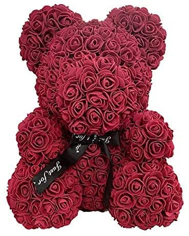 KGFDSGDS 40cm Rose Bär Herz Künstliche Blume Rose Teddybär für Frauen Valentinstag Hochzeit Geburtstag Gefälschte Blumen von KGFDSGDS