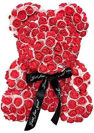 KGFDSGDS 40cm Rose Bär Herz Künstliche Blume Rose Teddybär für Frauen Valentinstag Hochzeit Geburtstag Gefälschte Blumen von KGFDSGDS