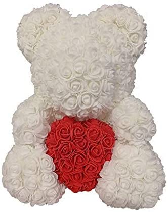 KGFDSGDS 40cm Rose Bär Herz Künstliche Blume Rose Teddybär für Frauen Valentinstag Hochzeit Geburtstag Gefälschte Blumen von KGFDSGDS